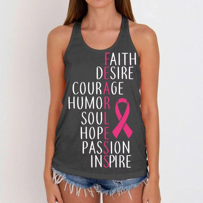 Breast Cancer Awareness Fearless Quote Women's Knotted Racerback Tank