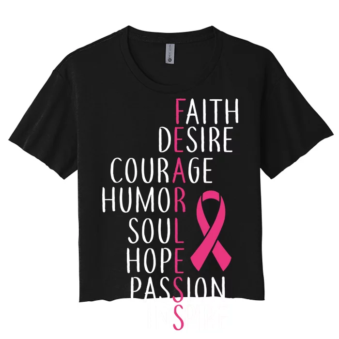 Breast Cancer Awareness Fearless Quote Women's Crop Top Tee