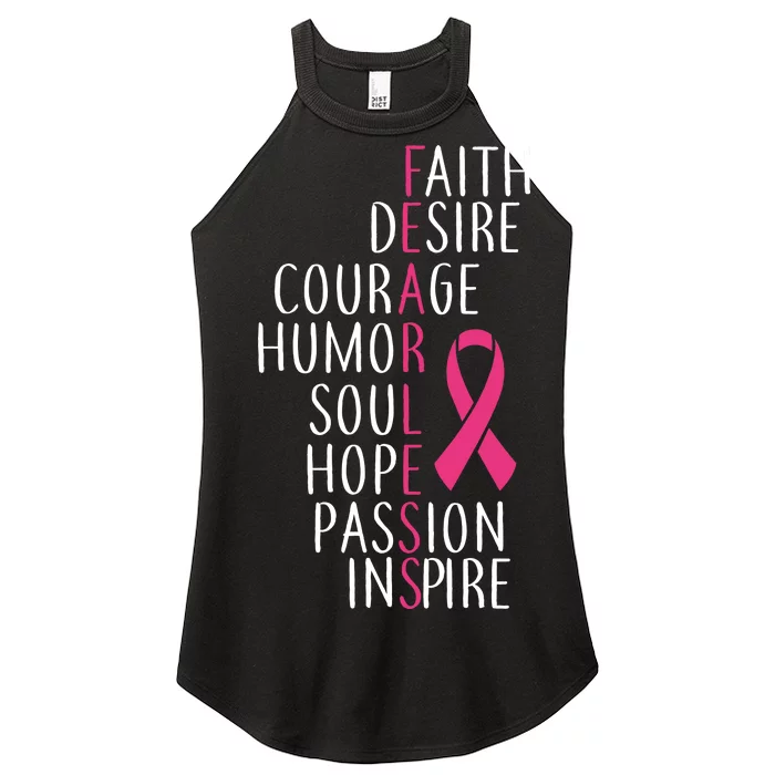 Breast Cancer Awareness Fearless Quote Women’s Perfect Tri Rocker Tank