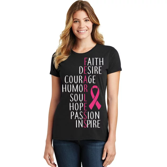 Breast Cancer Awareness Fearless Quote Women's T-Shirt