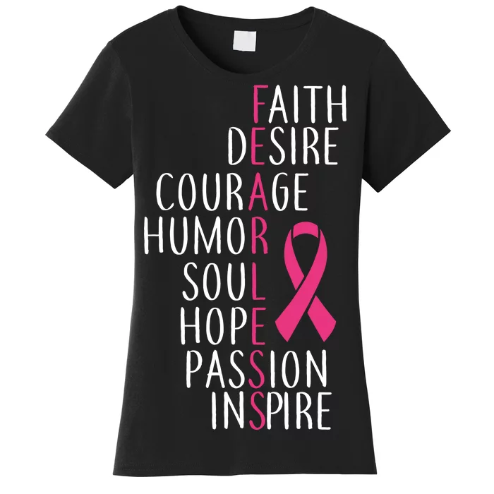 Breast Cancer Awareness Fearless Quote Women's T-Shirt