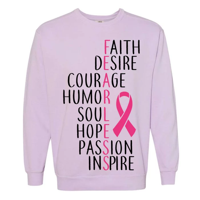 Breast Cancer Awareness Fearless Quote Garment-Dyed Sweatshirt