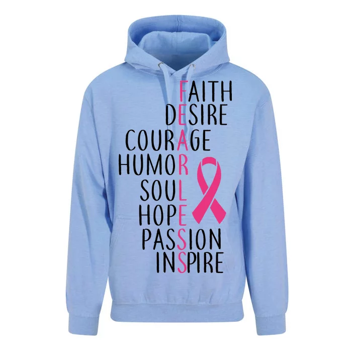 Breast Cancer Awareness Fearless Quote Unisex Surf Hoodie