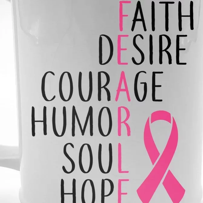 Breast Cancer Awareness Fearless Quote Front & Back Beer Stein