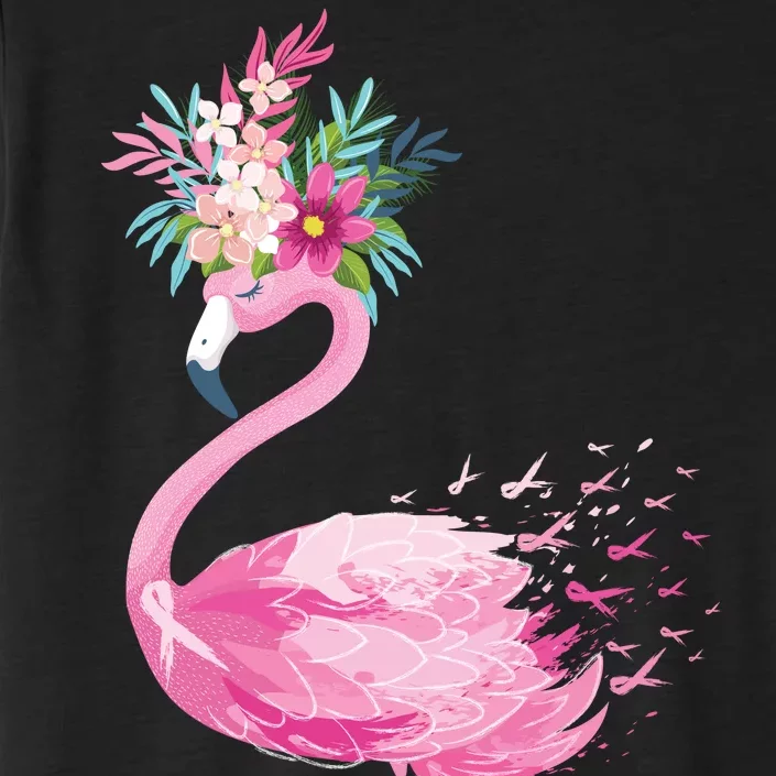 Breast Cancer Awareness Flamingo Floral ChromaSoft Performance T-Shirt