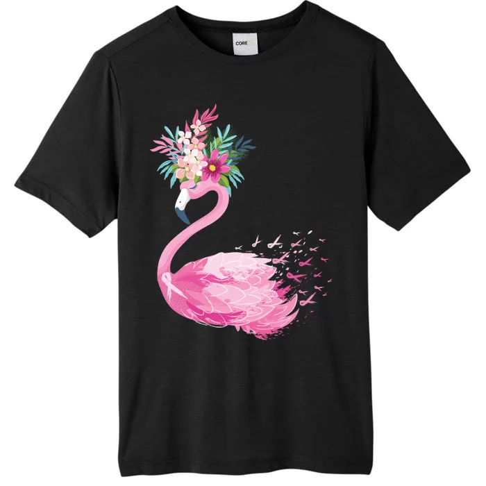 Breast Cancer Awareness Flamingo Floral ChromaSoft Performance T-Shirt