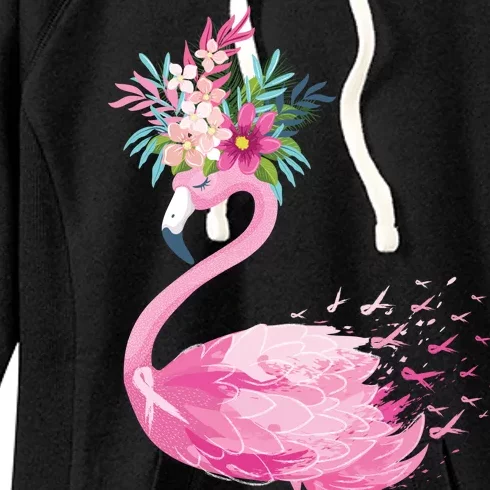 Breast Cancer Awareness Flamingo Floral Women's Fleece Hoodie