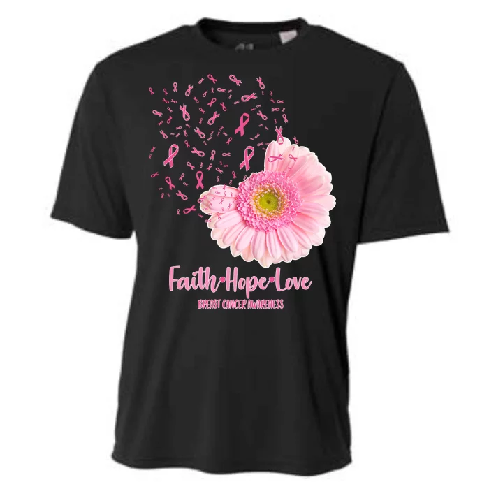 Breast Cancer Awareness Flowers Ribbons Cooling Performance Crew T-Shirt