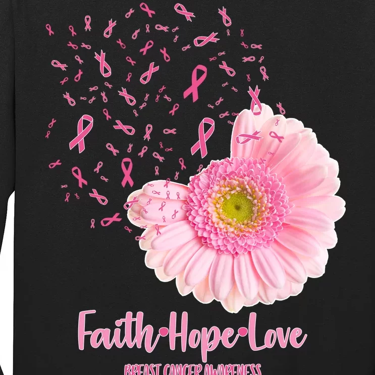 Breast Cancer Awareness Flowers Ribbons Long Sleeve Shirt