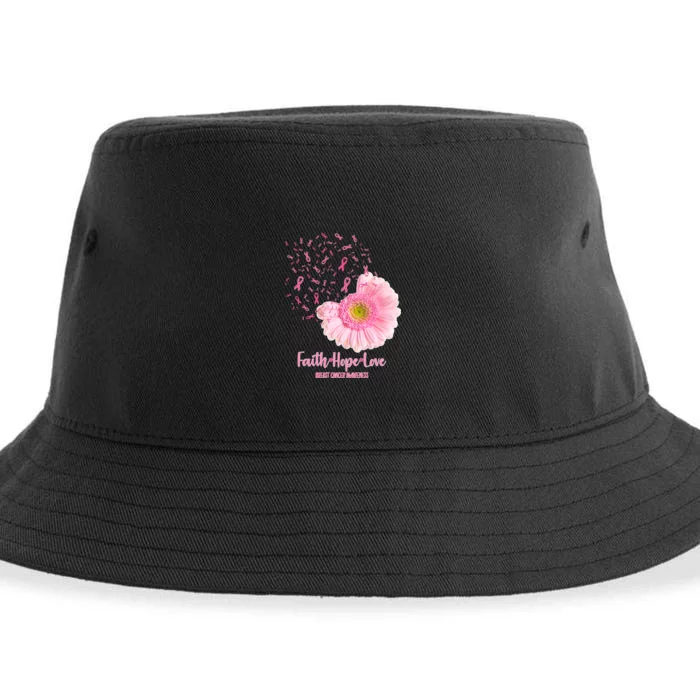 Breast Cancer Awareness Flowers Ribbons Sustainable Bucket Hat