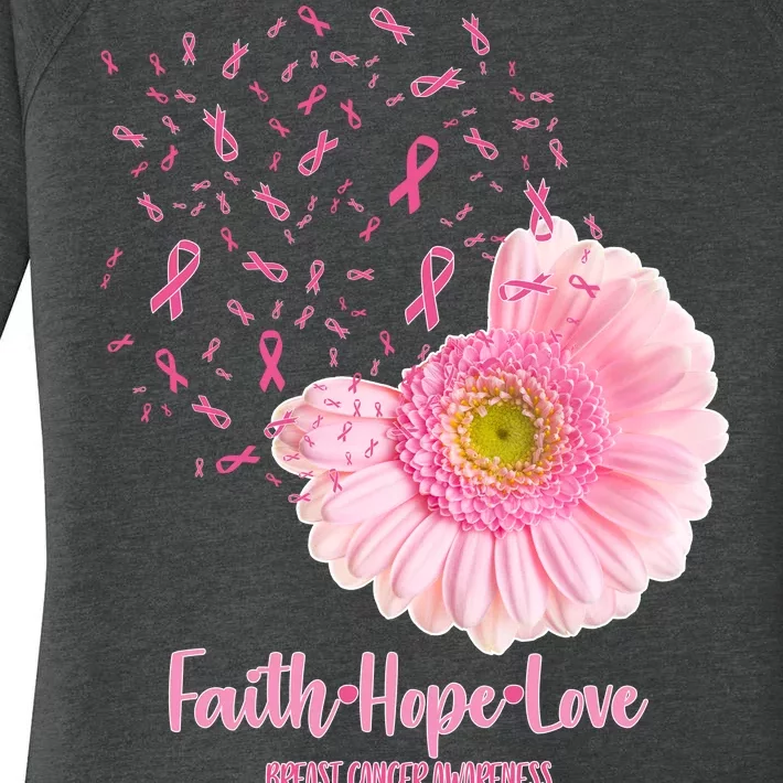 Breast Cancer Awareness Flowers Ribbons Women's Perfect Tri Tunic Long Sleeve Shirt