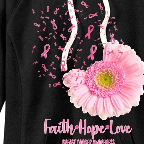 Breast Cancer Awareness Flowers Ribbons Women's Fleece Hoodie