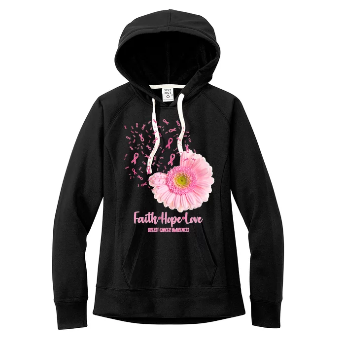 Breast Cancer Awareness Flowers Ribbons Women's Fleece Hoodie