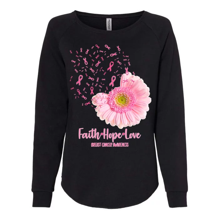 Breast Cancer Awareness Flowers Ribbons Womens California Wash Sweatshirt