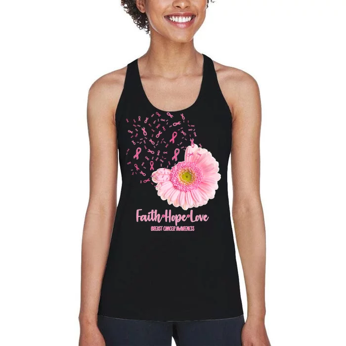 Breast Cancer Awareness Flowers Ribbons Women's Racerback Tank