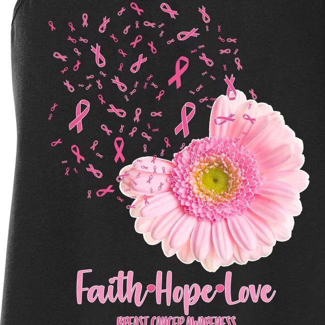 Breast Cancer Awareness Flowers Ribbons Women's Racerback Tank