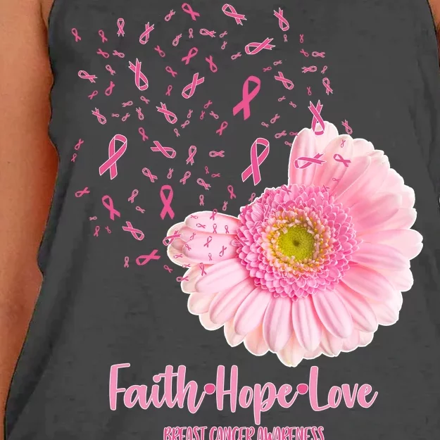 Breast Cancer Awareness Flowers Ribbons Women's Knotted Racerback Tank