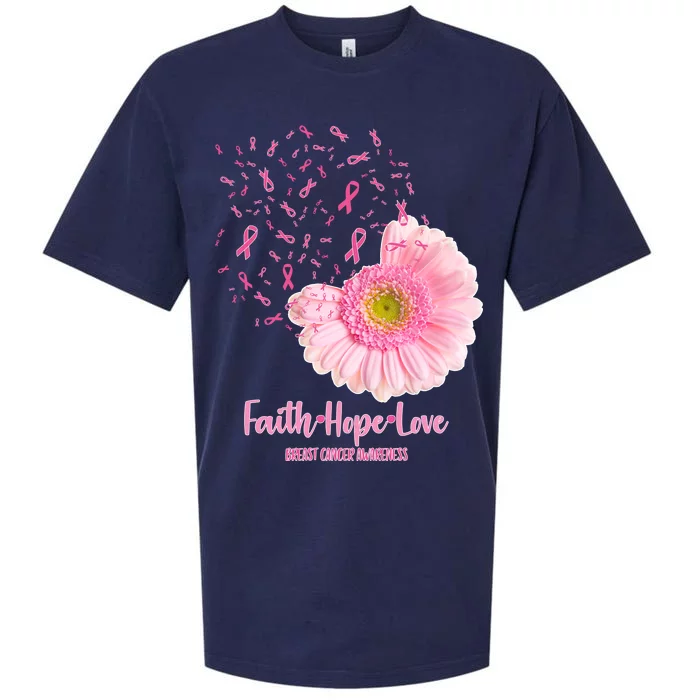 Breast Cancer Awareness Flowers Ribbons Sueded Cloud Jersey T-Shirt