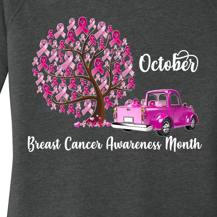 Breast Cancer Awareness Month October Roots Women's Perfect Tri Tunic Long Sleeve Shirt