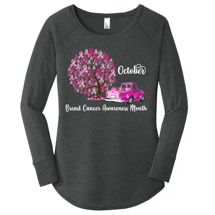 Breast Cancer Awareness Month October Roots Women's Perfect Tri Tunic Long Sleeve Shirt