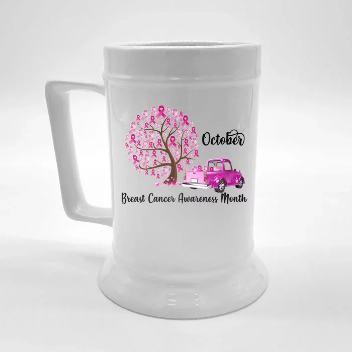 Breast Cancer Awareness Month October Roots Front & Back Beer Stein