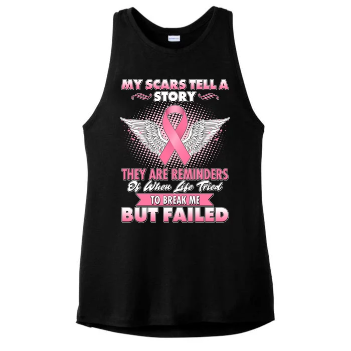 Breast Cancer Awareness My Scars Tell A Story Ladies Tri-Blend Wicking Tank