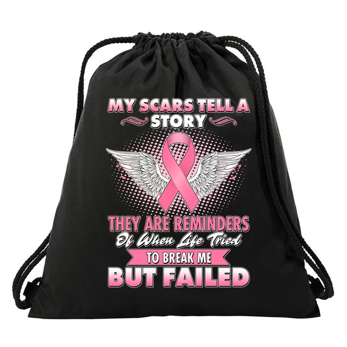 Breast Cancer Awareness My Scars Tell A Story Drawstring Bag