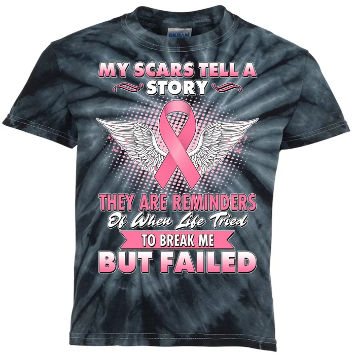 Breast Cancer Awareness My Scars Tell A Story Kids Tie-Dye T-Shirt