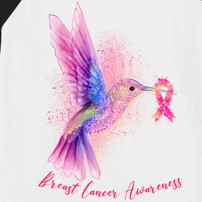 Breast Cancer Awareness Painted Hummingbird Baseball Sleeve Shirt