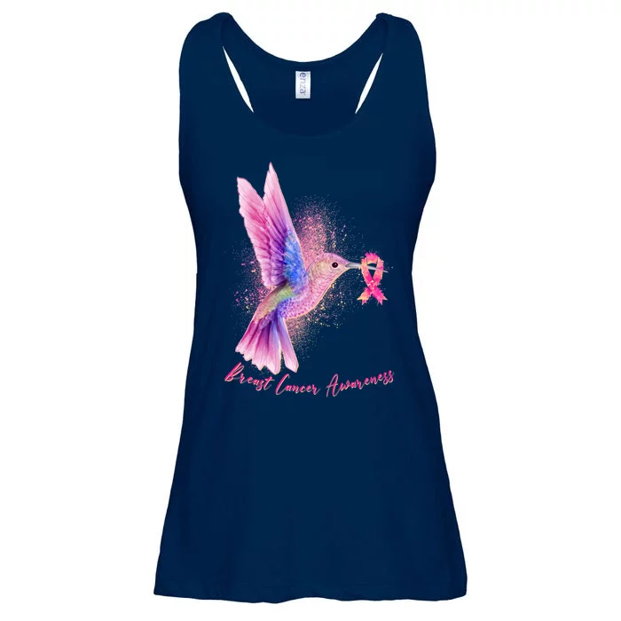 Breast Cancer Awareness Painted Hummingbird Ladies Essential Flowy Tank