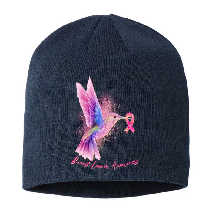 Breast Cancer Awareness Painted Hummingbird 8 1/2in Sustainable Knit Beanie