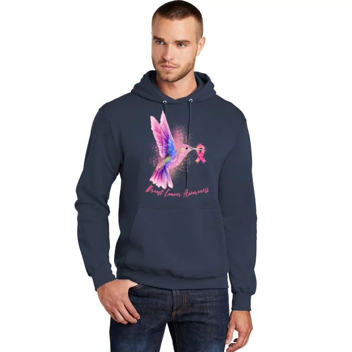 Breast Cancer Awareness Painted Hummingbird Tall Hoodie