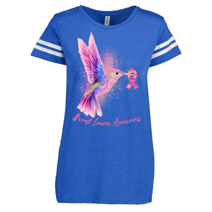 Breast Cancer Awareness Painted Hummingbird Enza Ladies Jersey Football T-Shirt