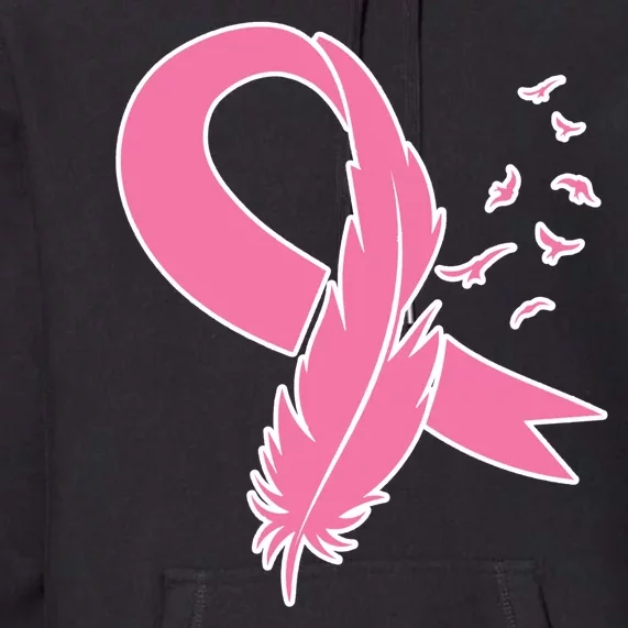 Breast Cancer Awareness Pink Feather Ribbon Premium Hoodie