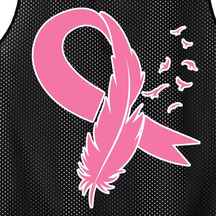 Breast Cancer Awareness Pink Feather Ribbon Mesh Reversible Basketball Jersey Tank