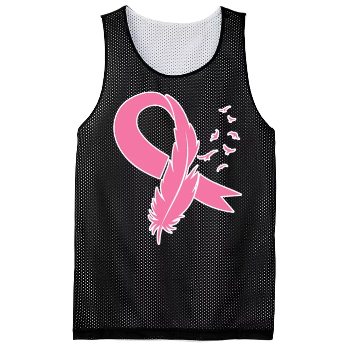 Breast Cancer Awareness Pink Feather Ribbon Mesh Reversible Basketball Jersey Tank