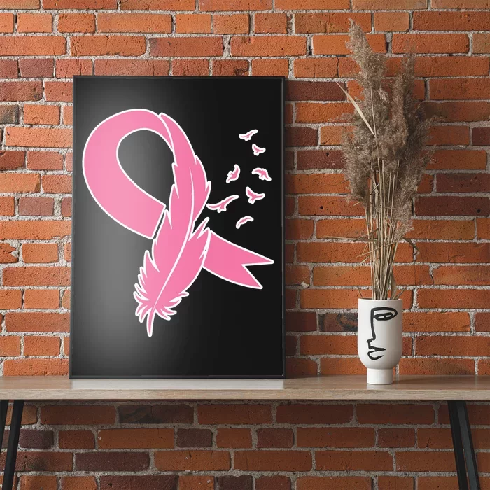 Breast Cancer Awareness Pink Feather Ribbon Poster | TeeShirtPalace