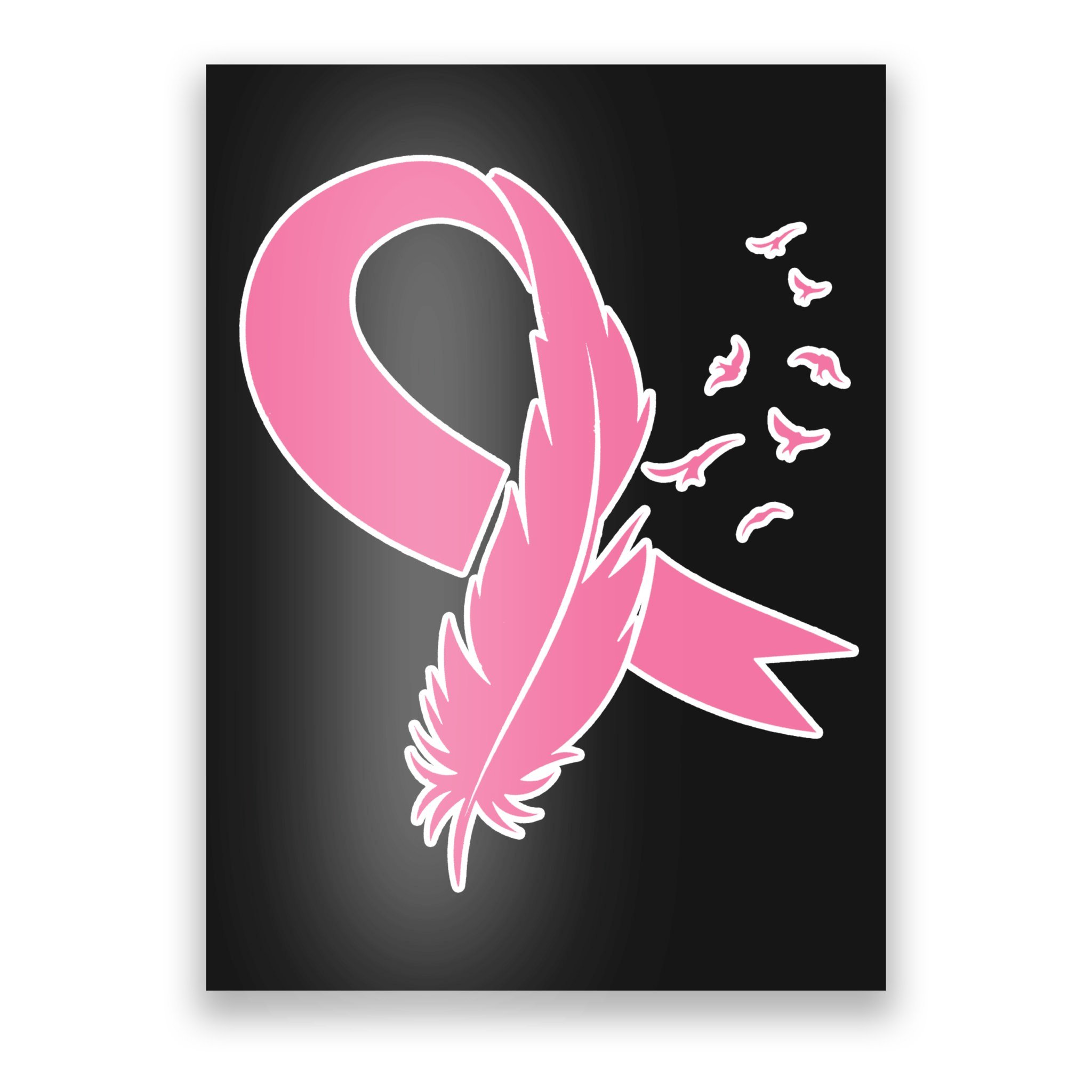 Breast Cancer Awareness Pink Feather Ribbon Poster