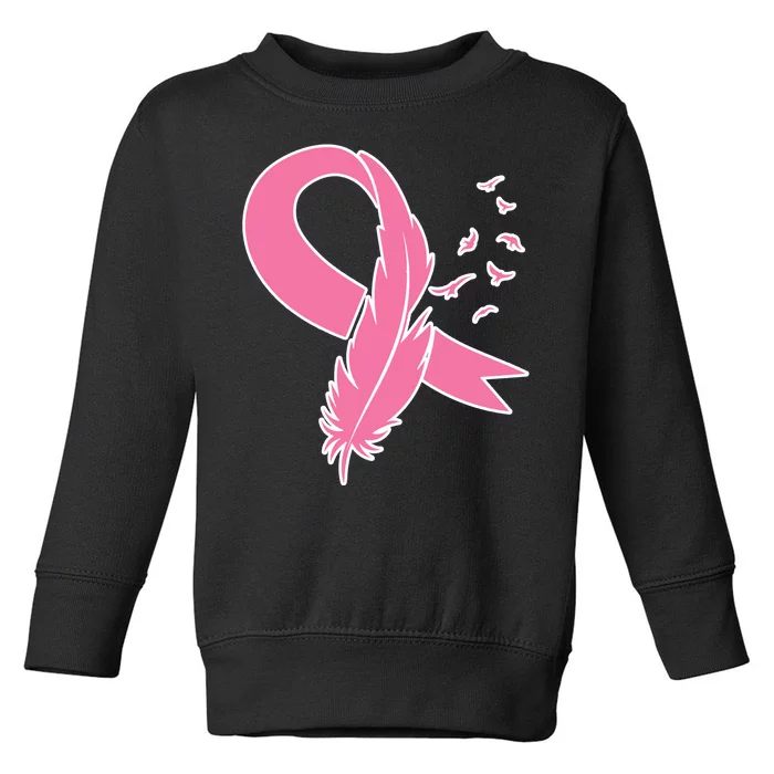 Breast Cancer Awareness Pink Feather Ribbon Toddler Sweatshirt