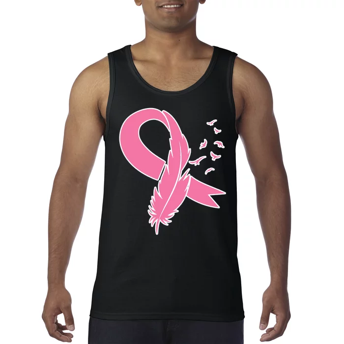 Breast Cancer Awareness Pink Feather Ribbon Tank Top