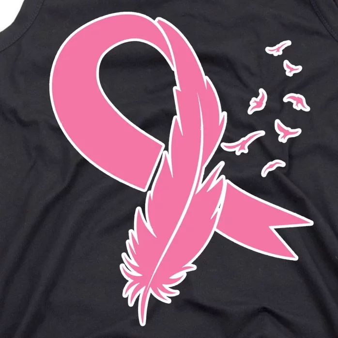 Breast Cancer Awareness Pink Feather Ribbon Tank Top