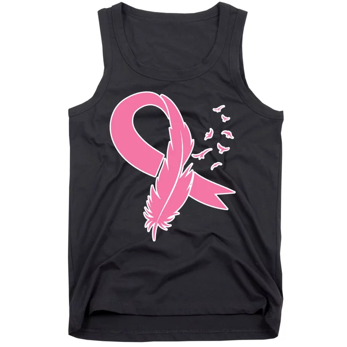 Breast Cancer Awareness Pink Feather Ribbon Tank Top