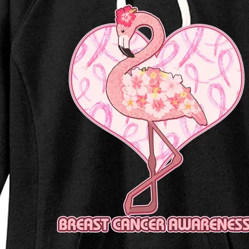 Breast Cancer Awareness Pink Flower Flamingo Women's Fleece Hoodie