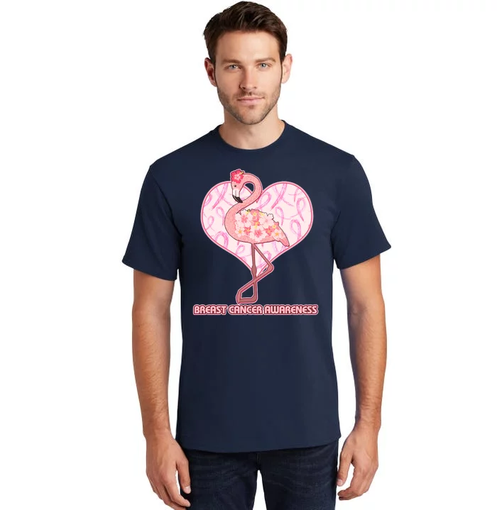 Breast Cancer Awareness Pink Flower Flamingo Tall T-Shirt