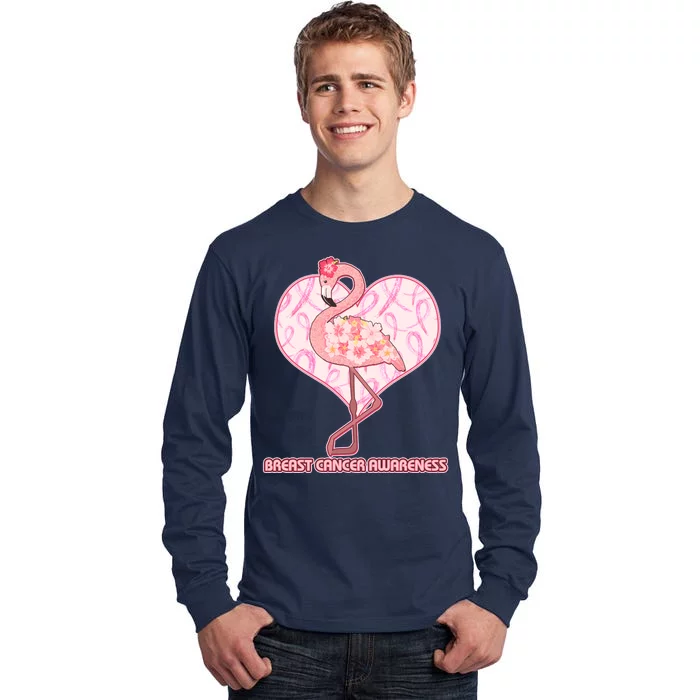 Breast Cancer Awareness Pink Flower Flamingo Tall Long Sleeve T-Shirt