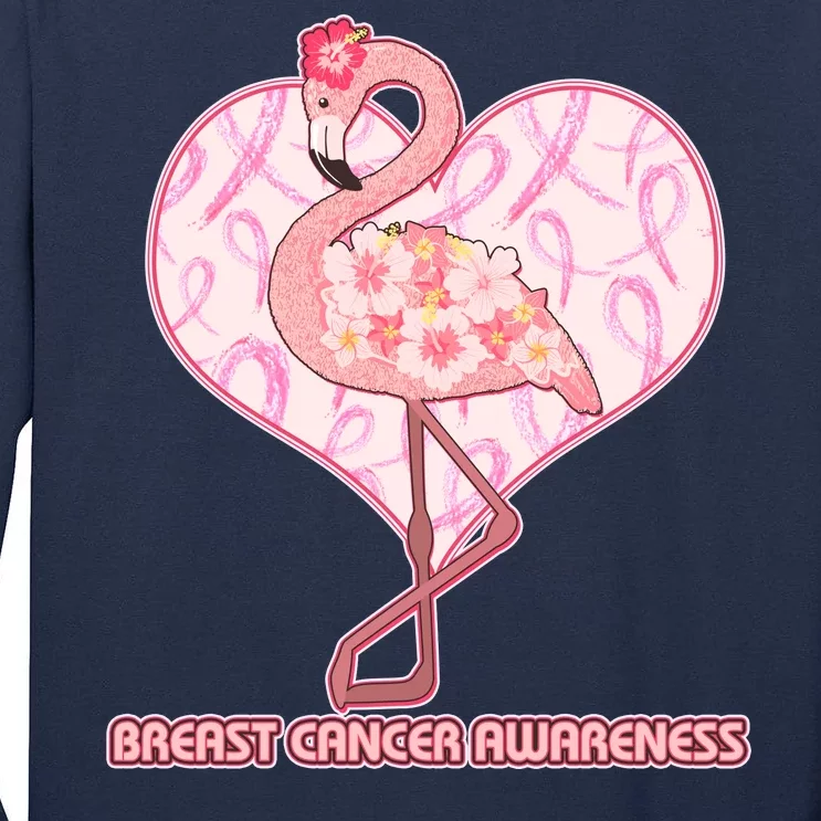 Breast Cancer Awareness Pink Flower Flamingo Tall Long Sleeve T-Shirt