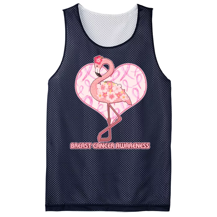 Breast Cancer Awareness Pink Flower Flamingo Mesh Reversible Basketball Jersey Tank