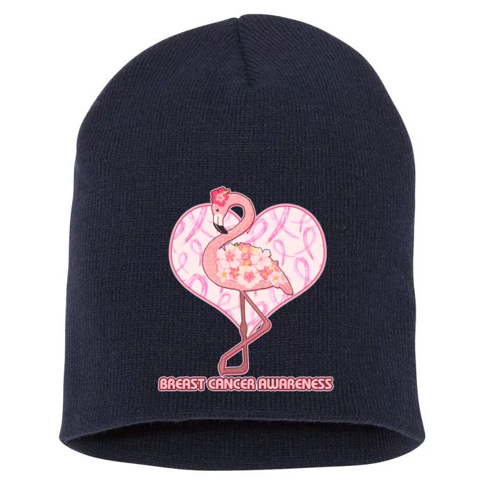 Breast Cancer Awareness Pink Flower Flamingo Short Acrylic Beanie