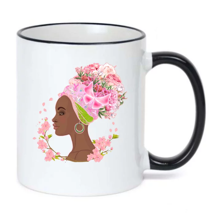 Breast Cancer Awareness Pink Flower Warrior Survivor Black Color Changing Mug