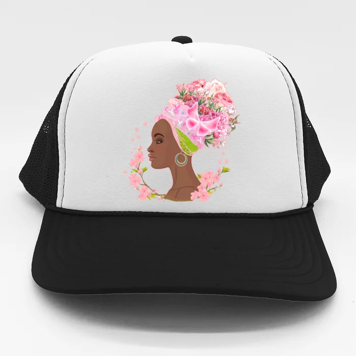 Breast Cancer Awareness Pink Flower Warrior Survivor Trucker Hat